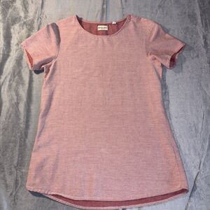 Bridge & Burn Women's Red Pinstriped Short Sleeve Top Size M